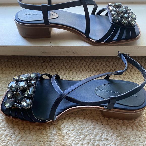 Zara navy flat sandals - Picture 3 of 5
